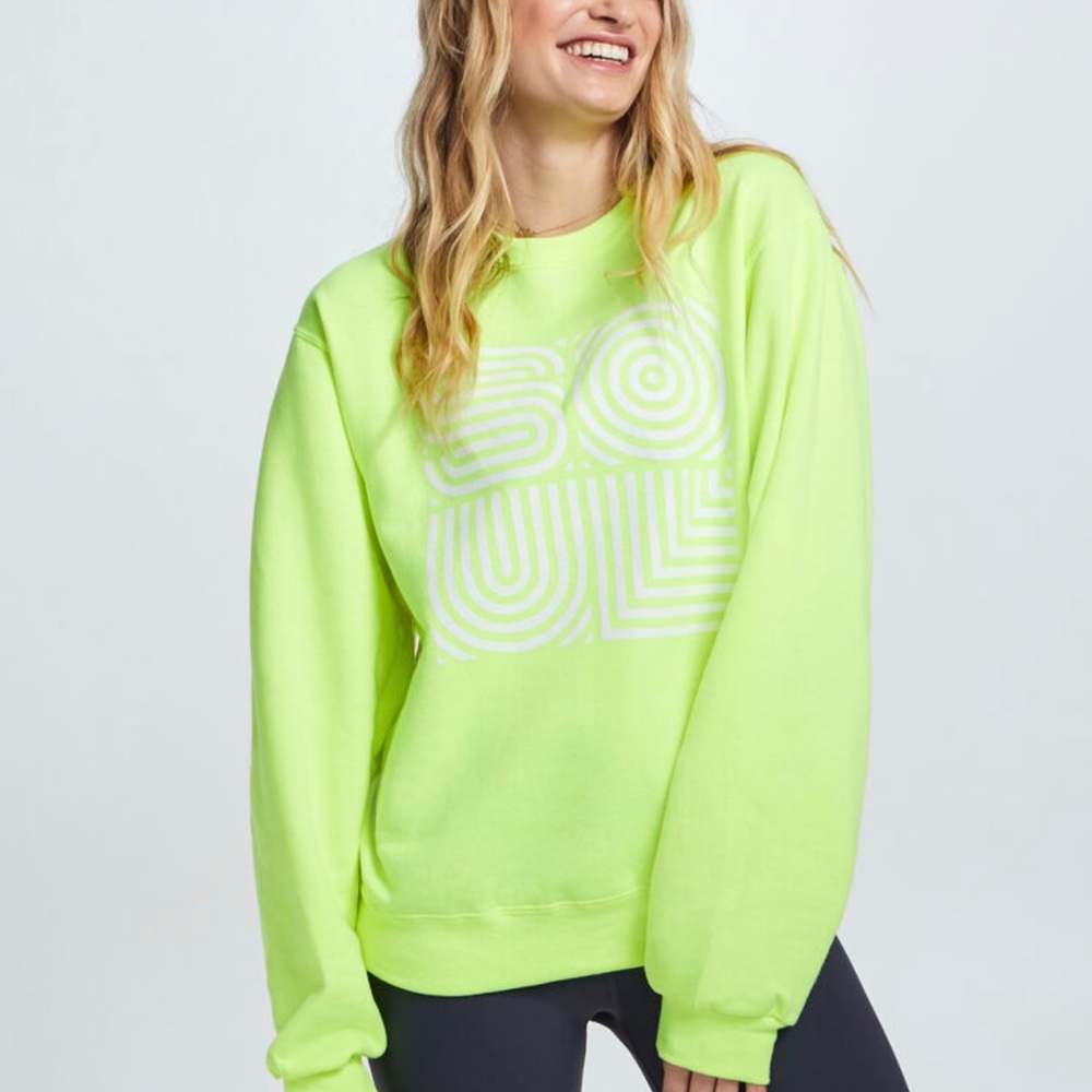 NWT 🏷 Paradised x SoulCycle Neon Yellow Crewneck Sweatshirt, Size M